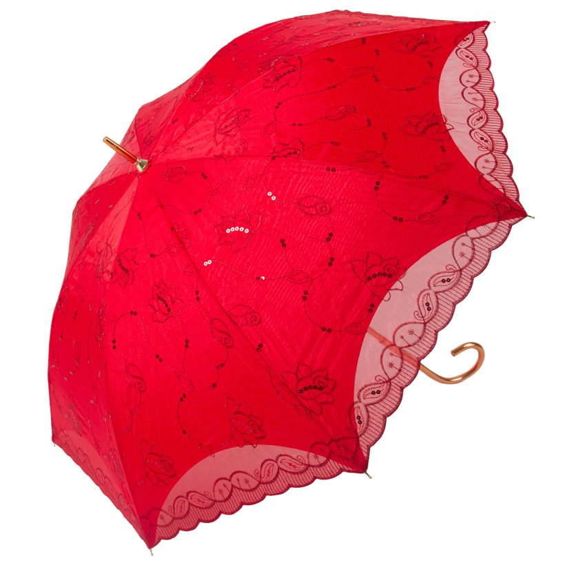 Sun city married  wedding umbrella red  long-handled  double layer lace