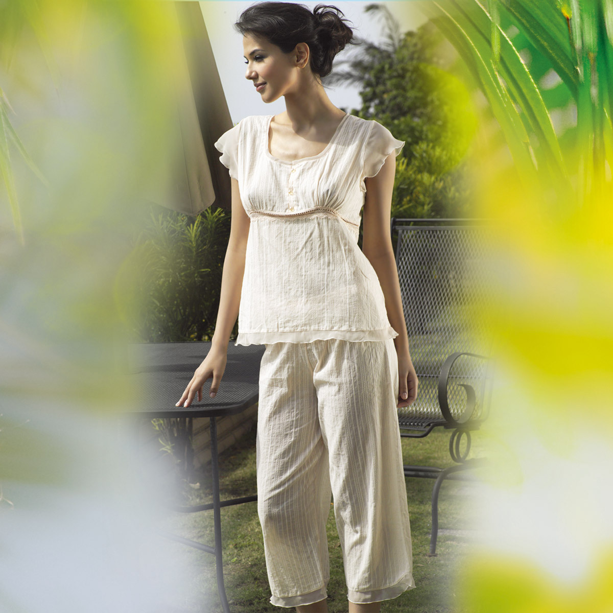 Sun flora 13 spring new arrival thin home o-neck casual underwear twinset fw221