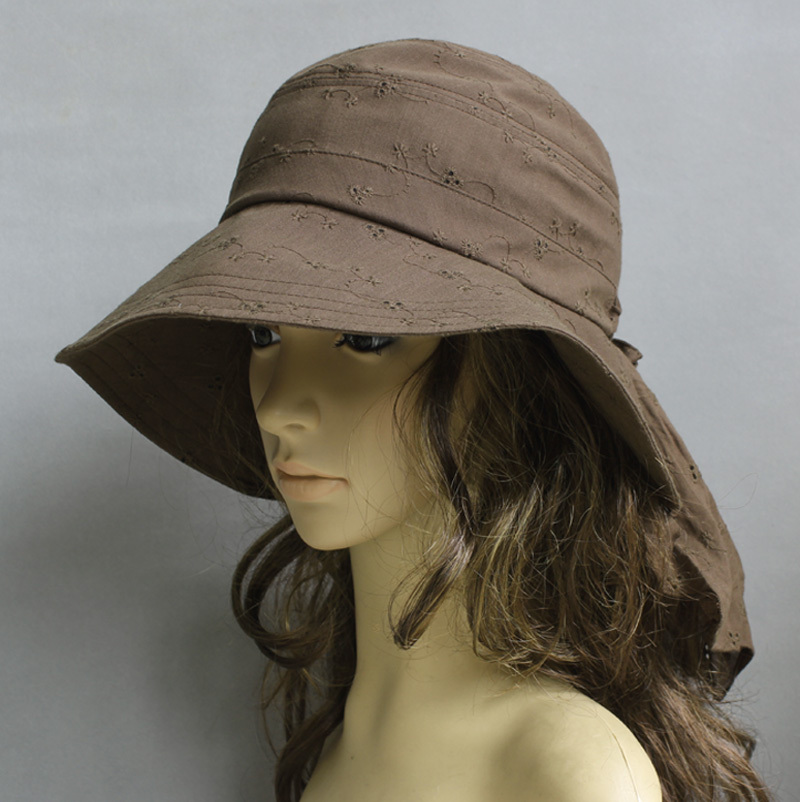 Sun hat cape female summer hat embroidered high quality female summer hat sunbonnet