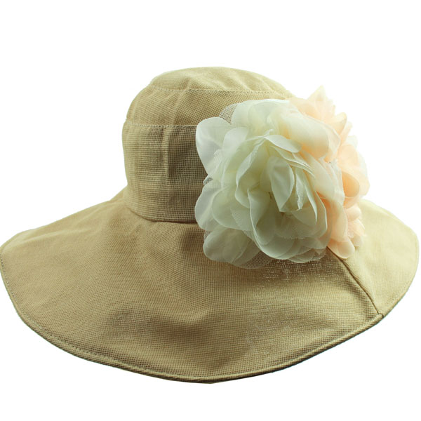 Sun hat soft silk folding big flower women's sunbonnet