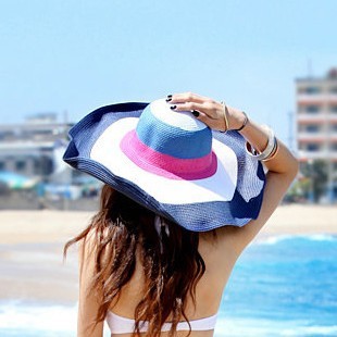Sun hat strawhat beach cap large along the sunbonnet sun hat women's summer outdoor