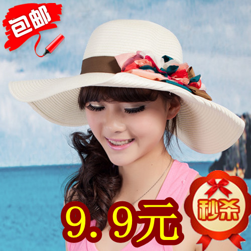 Sun hat sunbonnet female summer beach cap anti-uv sun strawhat