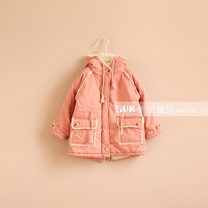 Sun - ploughboys female child cotton laciness wool cotton trench cotton-padded coat