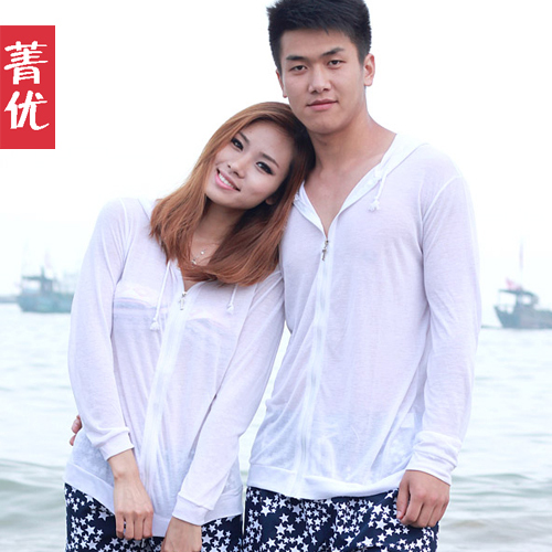 Sun protection clothing beach clothes lovers clothes male women's sweatshirt spring and summer ultra-thin