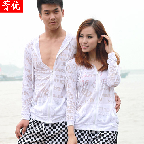 Sun protection clothing lovers beach clothes male women's outerwear thin plus size sun-shading