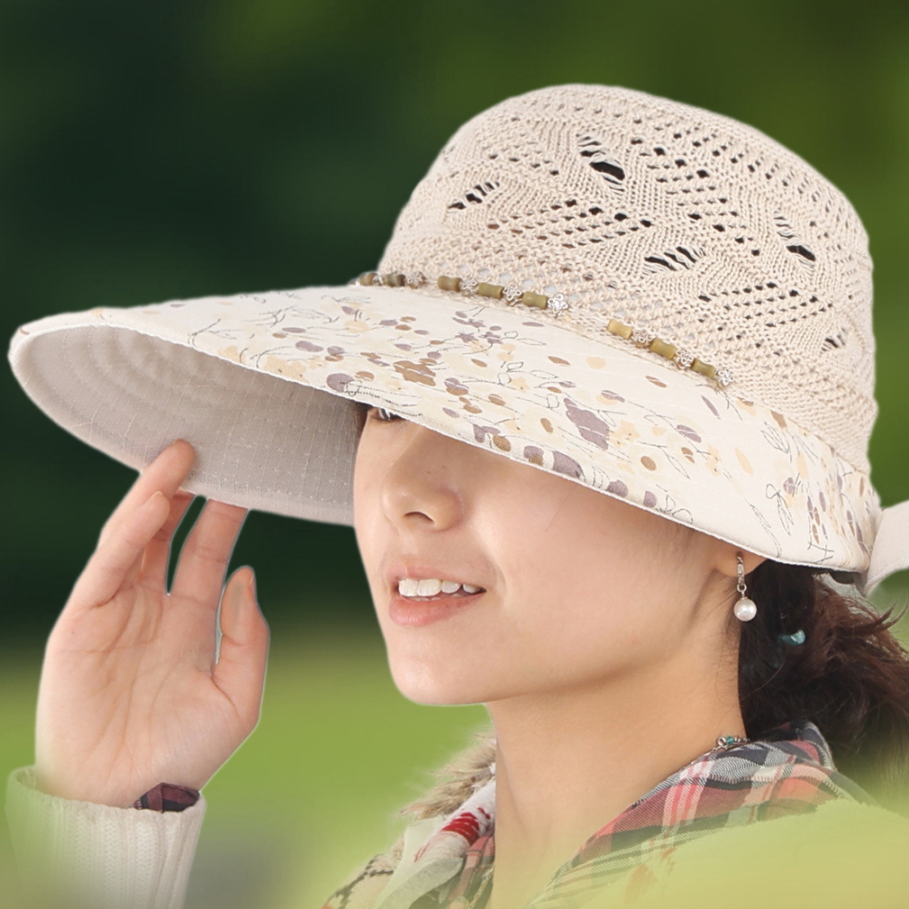 Sun-shading hat summer women's big linen knitted sun hat anti-uv sun hat