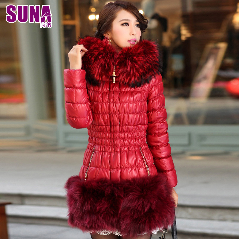 Suna limited edition down coat ultralarge luxury raccoon fur women's yrf1619