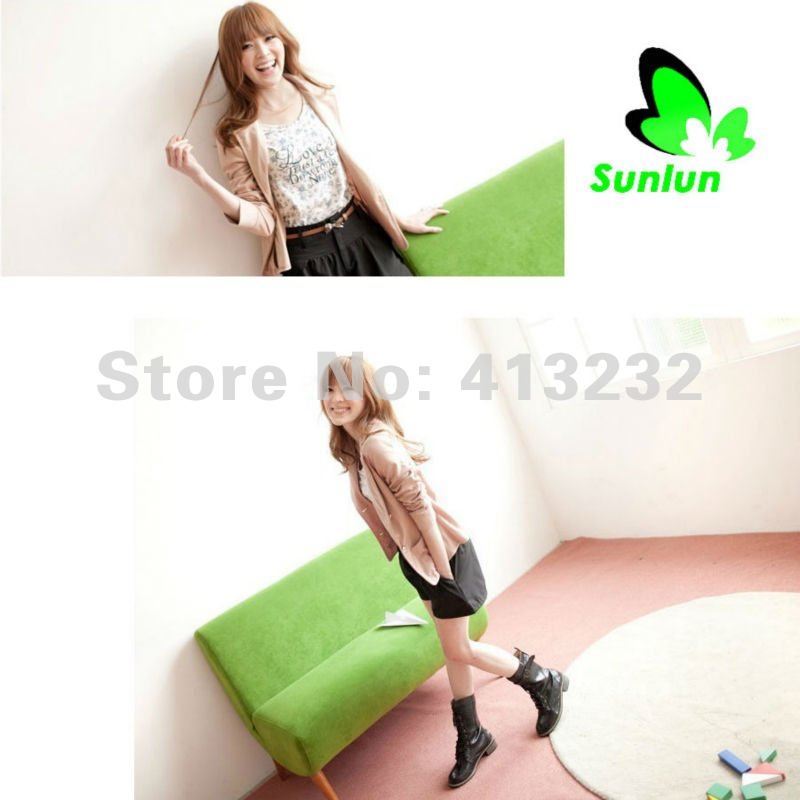 Sunlun Fantasy Zone 2012 New Ladies' Fashion Casual Badge Button Two Pockets Cotton Fabric Suit Blazers Free Shipping