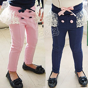 SUNLUN FANTASY ZONE FREE SHIPPING 4 buckle laciness paragraph girls clothing baby trousers kz-0993