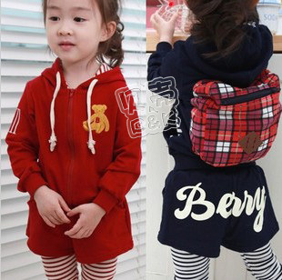 SUNLUN FANTASY ZONE FREE SHIPPING bear backpack girls clothing baby with a hood outerwear wt-0687