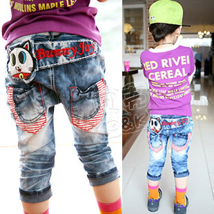 SUNLUN FANTASY ZONE FREE SHIPPING cat pocket paragraph boys clothing girls clothing baby 7 jeans kz-0918