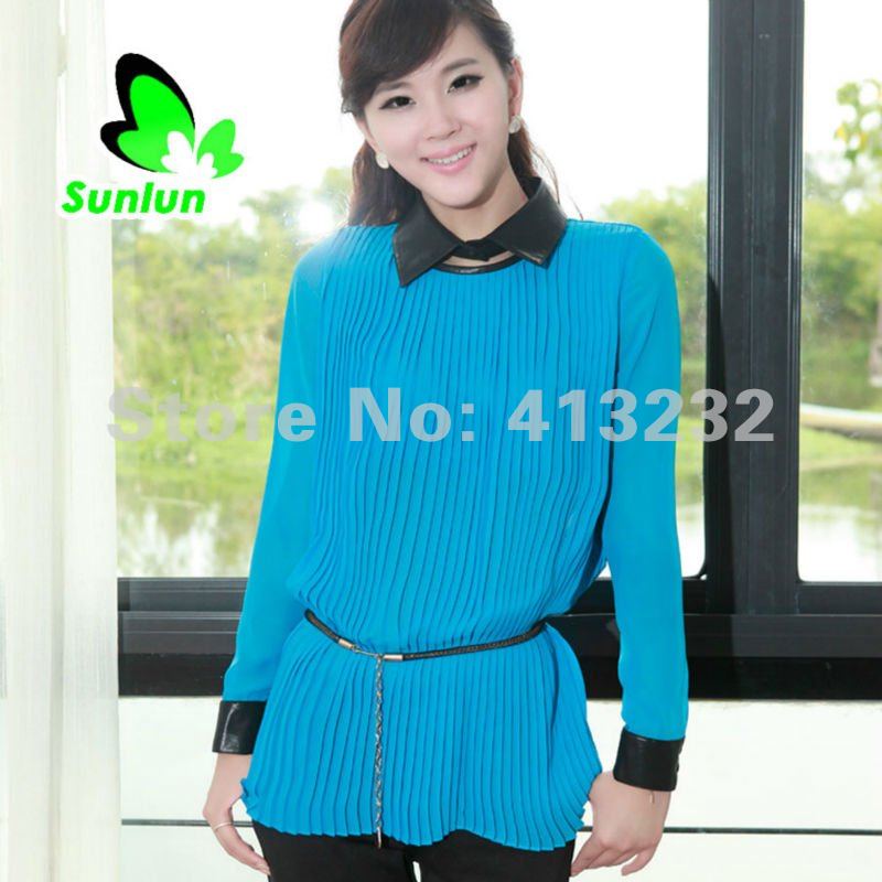 Sunlun Fantasy Zone Free Shipping Ladies' Fashion Sweet Long-sleeved Shirt Women Shirt 2012 New Arrival