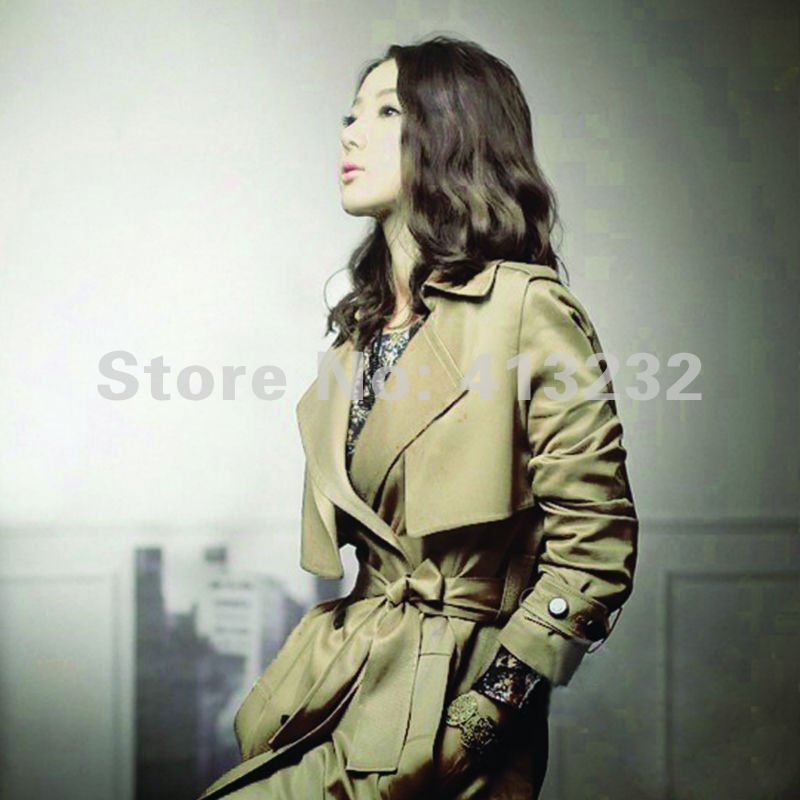 Sunlun Fantasy Zone Free Shipping  Ladies'  Korean Version  Slim Long Trench Coat Women Coat Double-breasted