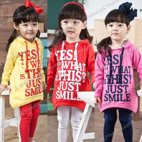 SUNLUN FANTASY ZONE FREE SHIPPING smiley letter girls clothing baby with a hood sweatshirt outerwear wt-0323