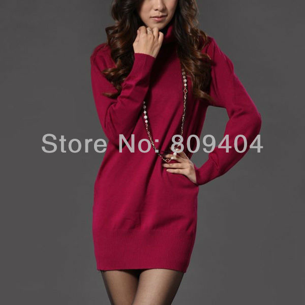 Sunlun Free Shipping  Ladies' Solid Color Long Pattern Base Sweater High Quality  Knitwear SCW-4101