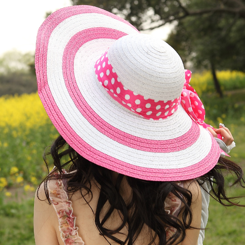 Sunscreen sun hat large brim women's sunbonnet stripe princess hat