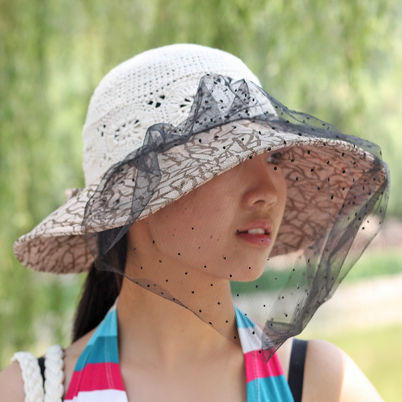 Sunscreen veil hat summer anti-uv sunbonnet women's sun hat large casual cap