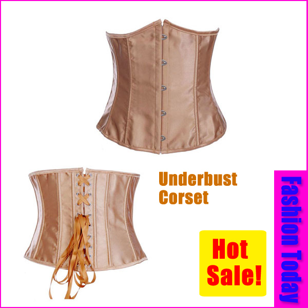 Super Deal! Newest Sexy Cheap Women's Golden Underbust Corset Set 4027Gold S M L XL