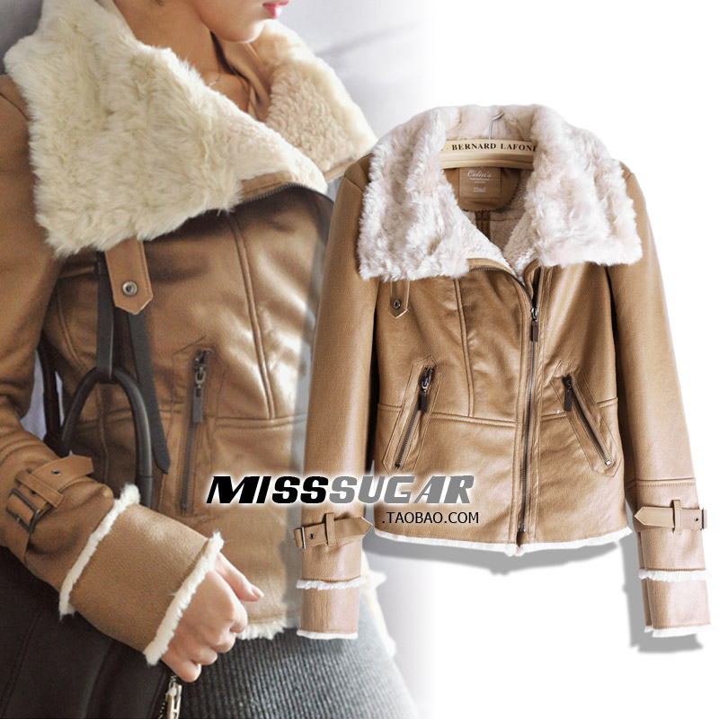 Super fashion autumn and winter female berber fleece fur one piece short design motorcycle fur coat