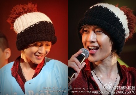 Super junior black and white oversized sphere knitted hat ear protector cap