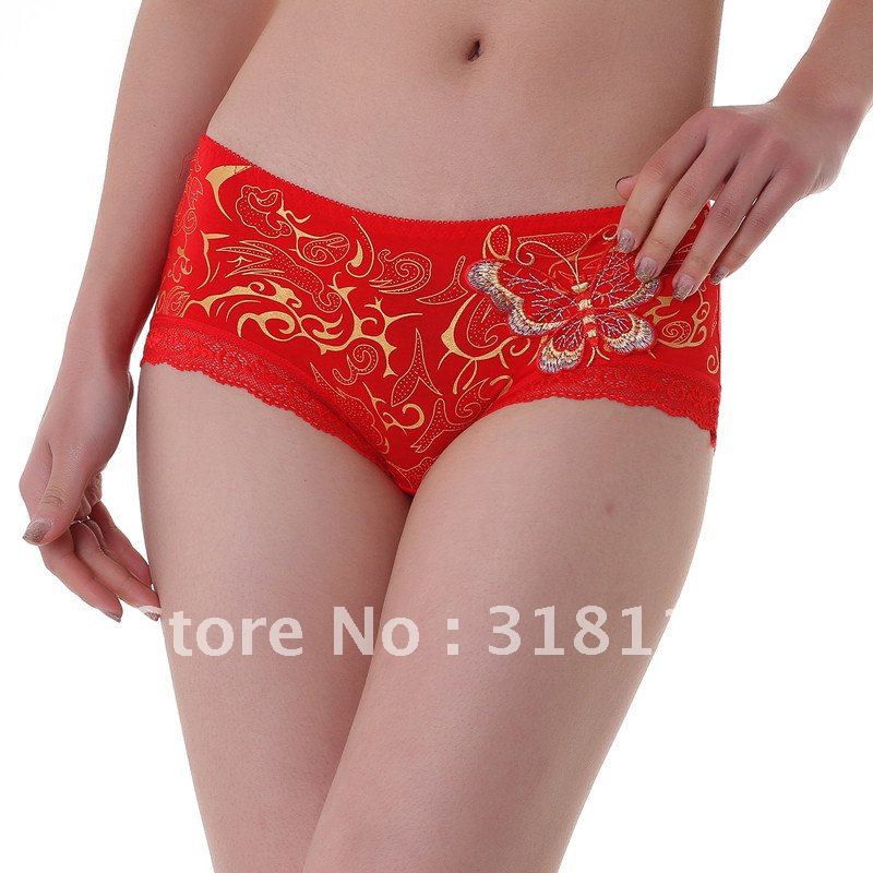 Super Microfiber Embroidered Butterfly Flowered lace Panties Women's Underwear Briefs Knickers 900852-510011A Free shipping