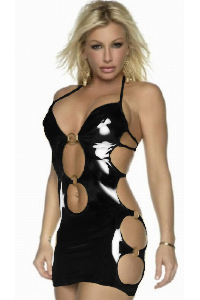 Super Sexy Cut Out Look Wet Stretch Leather Lingerie for Wome LB1202 One Size Fits Most