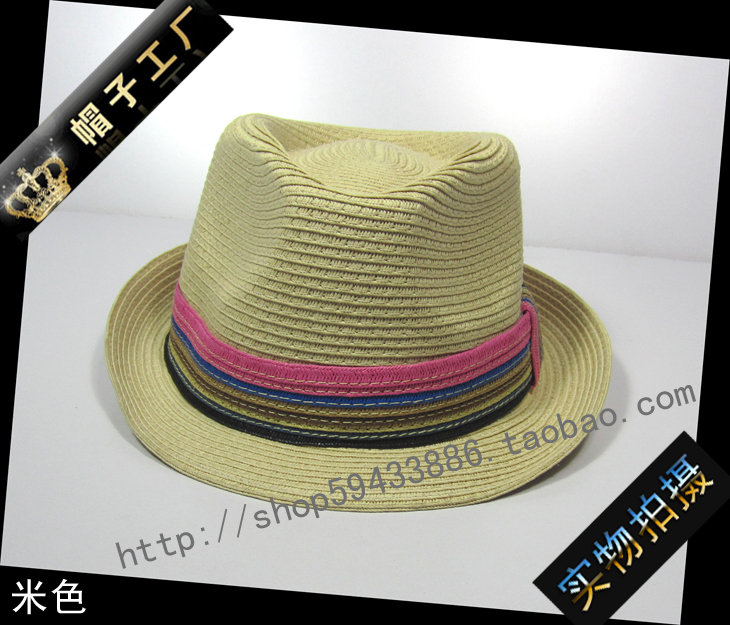 Super summer straw braid color jazz fedoras hat decoration male women's hat