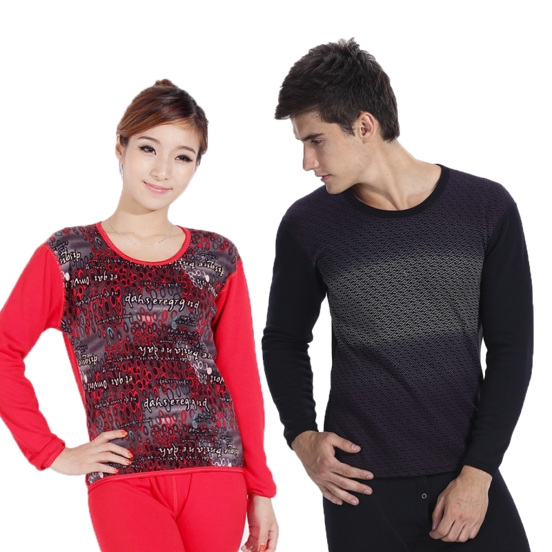 Super thick nampula top high quality carved thickening plus velvet male women's thermal underwear set