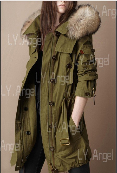 Super warm!!removeable linner,windbreaker and coat,Thick clothes,winter coat,women's cotton tank warm,fur coat army green