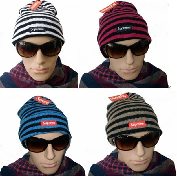 Supreme  beanie stripe beanies 100 color for you to order fashion hat cheap cap snapback hats snapbacks cap free shipping