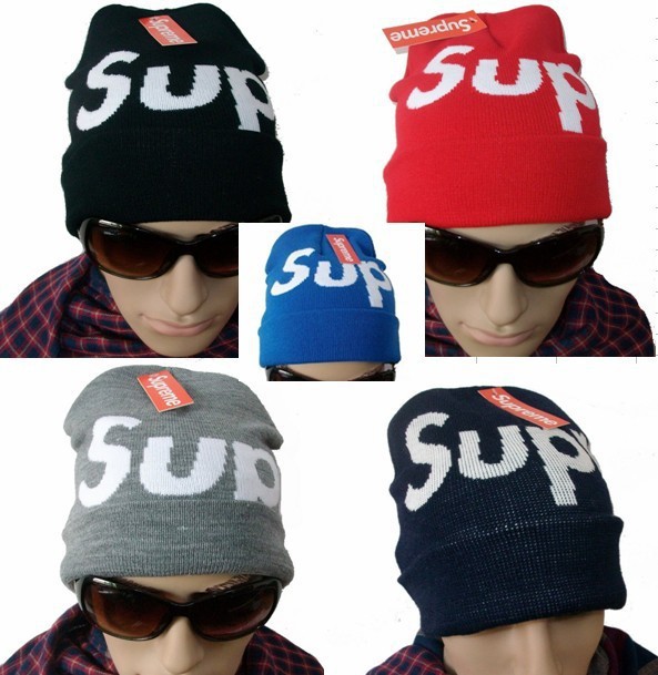 Supreme Big Logo Beanie Hats black navy grey red blue 5 colors most popular sports caps top quality freeshipping