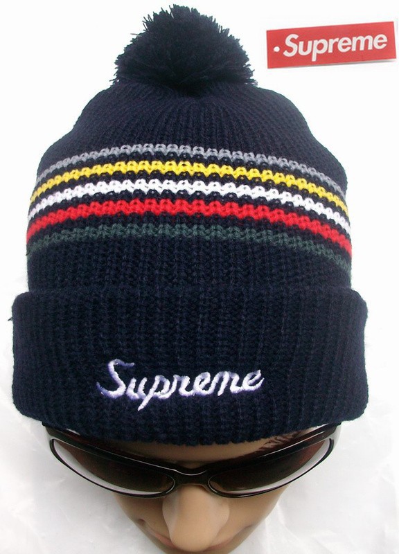 supreme loose gauge stripe beanie hats navy most popular sports caps new arrival freeshipping !