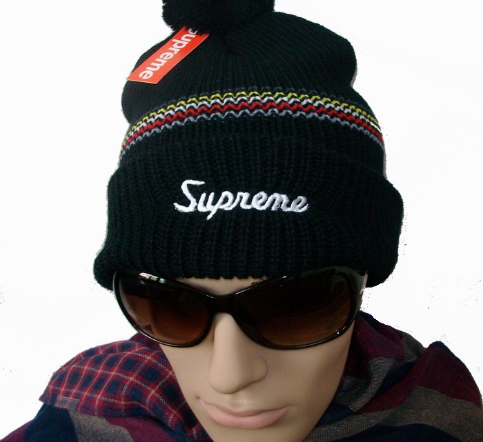 Supreme loose gauge stripe black sports Beanie Hats fashion hearwear Freeshipping !