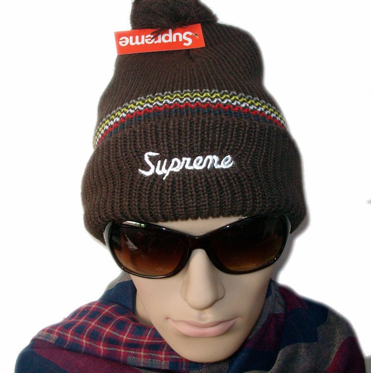 Supreme loose gauge stripe brown Beanie Hats most popular hearwear top quality Freeshipping !