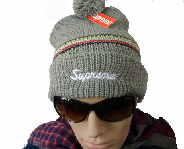 Supreme loose gauge stripe grey Beanie Hats fashion hearwear top quality Freeshipping !