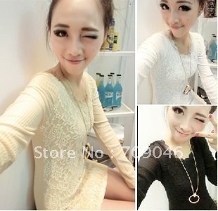 sweate dresses lace sexy double-deck long sleeve 2012 autumn women's new arrival lace knitted 12111721