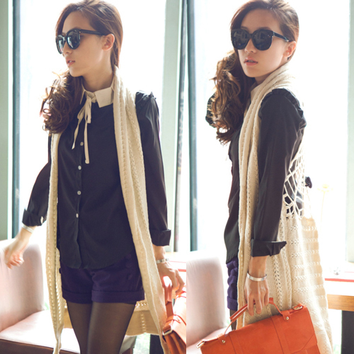 Sweater 2012 female solid color crochet loose exquisite handmade all-match cape cardigan amoo