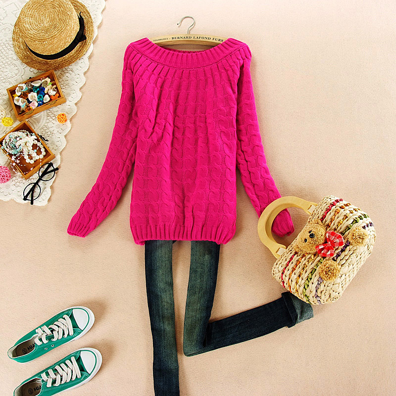 Sweater 2013 winter women's loose o-neck twisted knitted basic shirt thickening sweater outerwear