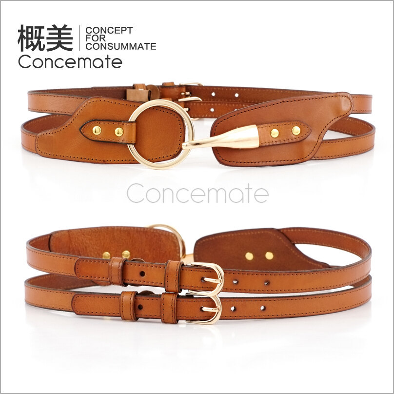 Sweater belt genuine leather women's casual all-match wide belt cummerbund cowhide strap c666