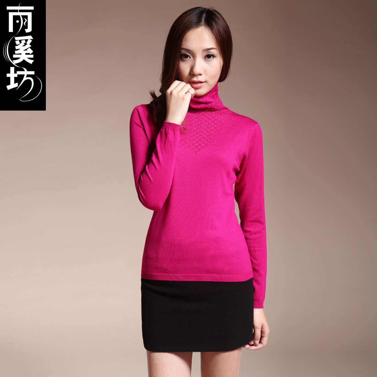 Sweater female heap turtleneck sweater women's autumn and winter basic sweater female short design vintage sweater knitted