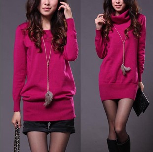 Sweater female loose women's medium-long outerwear sweater basic large sweater,multicolor,free shipping.