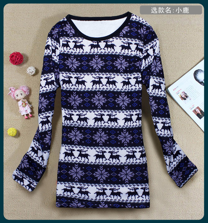 Sweater female new winter add wool upset render unlined upper garment of  long new small deer long-sleeved jacket
