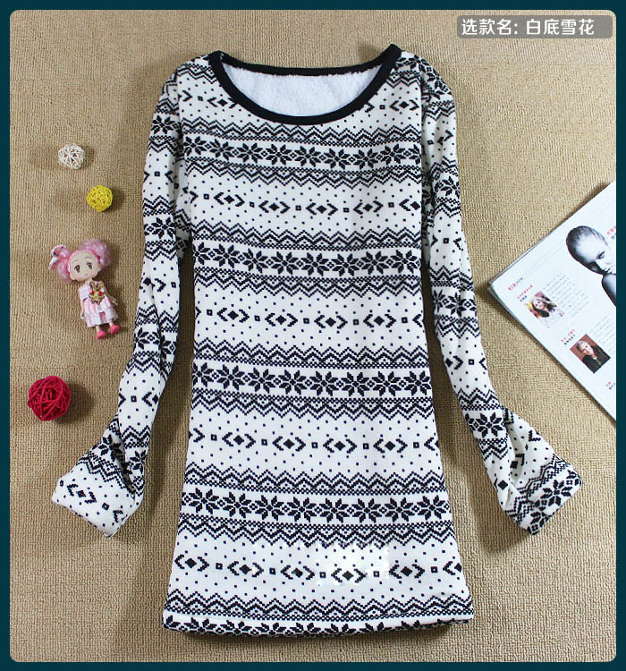Sweater female new winter add wool upset render unlined upper garment of  long new WHITE SNOW long-sleeved jacket