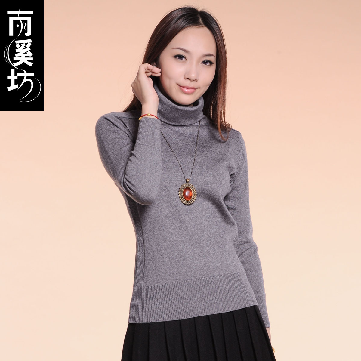 Sweater female vintage loose turtleneck sweater women's autumn and winter slim basic sweater pullover knitted