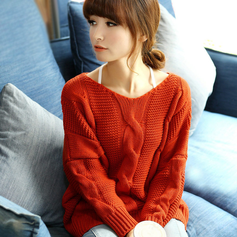 Sweater outerwear female loose thickening a twisted vintage bat sweater women's
