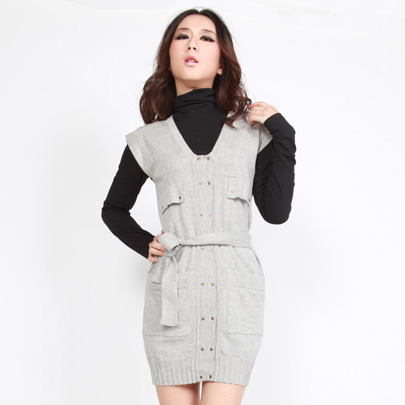 Sweater outerwear female loose wool medium-long slim  autumn and winter