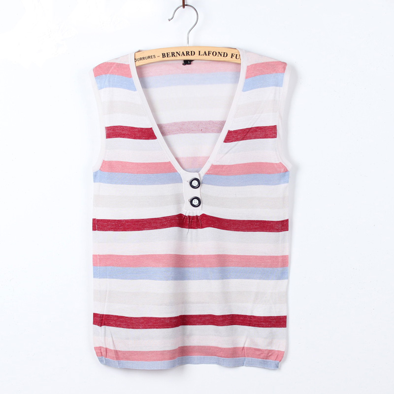 Sweater pure silk knitted stripe worsted sweater i1.4 k9430