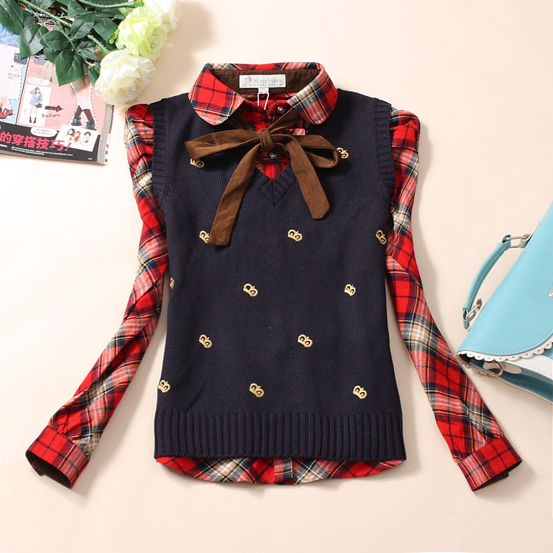 Sweater vest female preppy style vest female 2012 wool pullover