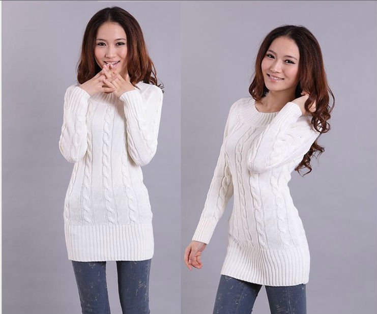 sweater women's medium-long warm sweater turtleneck