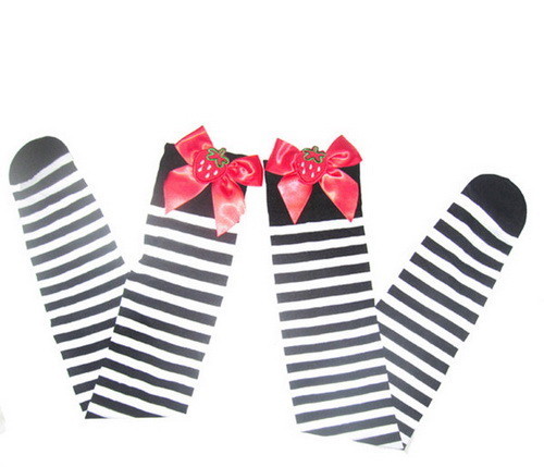 Sweet bow straight socks knee-high socks , 7816 black